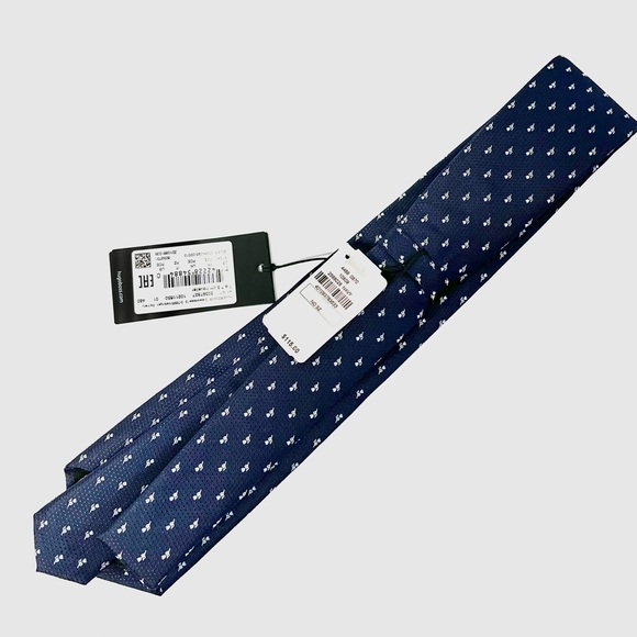NEW $115 HUGO BOSS Men's Navy Blue Floral Print Made in Italy 100% Silk Tie - Picture 7 of 13